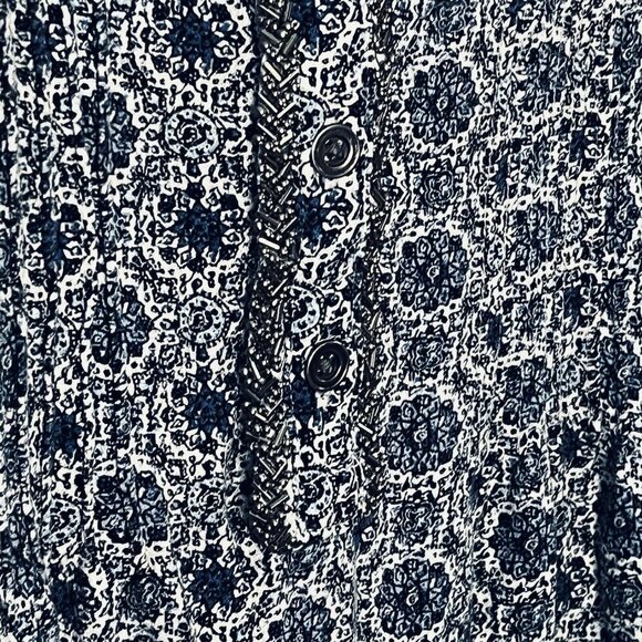 Beaded Embellished Blouse Top‎ Womens 3X Rayon Boho Flowy Floral Long V-Neck - Picture 5 of 11